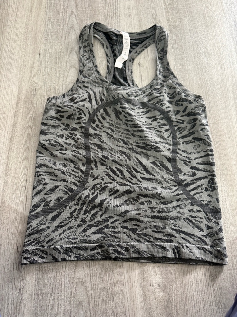 lululemon athletica Gray and Black Printed Racerback Tank